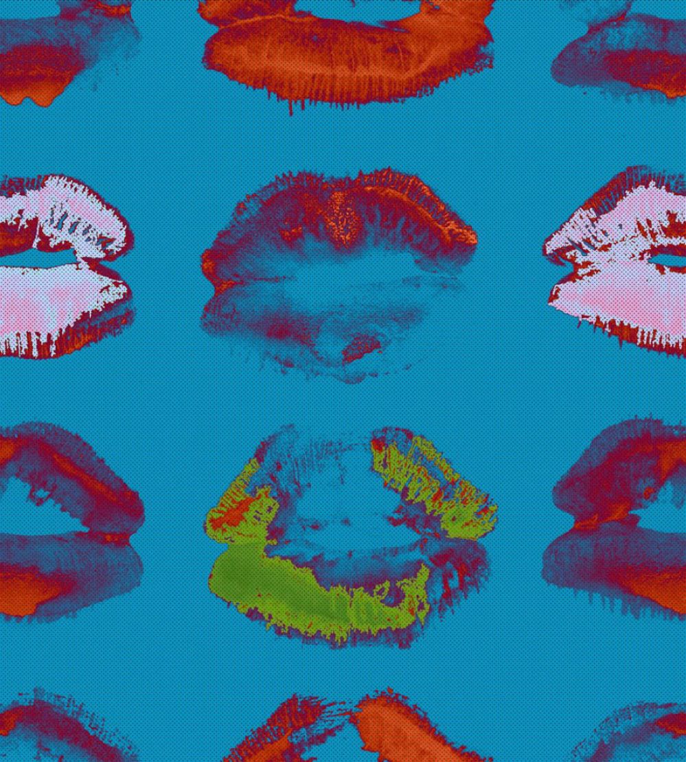 Neon Kiss Wallpaper by MINDTHEGAP Blue