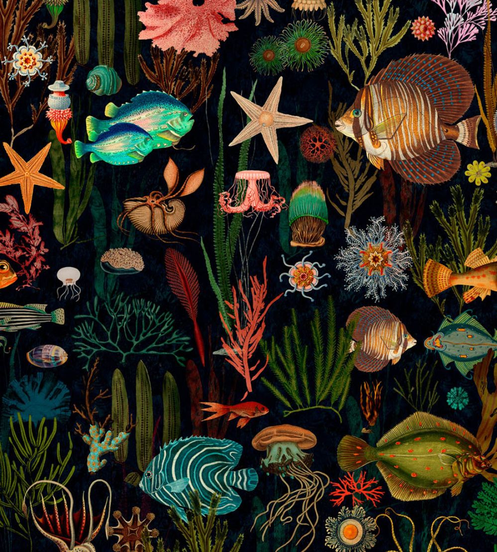 Oceania Wallpaper by MINDTHEGAP Black, Blue, Green, Red