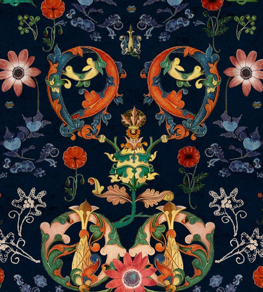 Transylvania Folk Fabric by MINDTHEGAP Navy