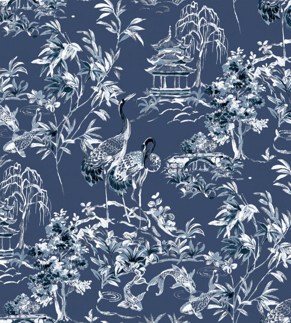 Ming Pagoda Wallpaper by Coordonne Navy