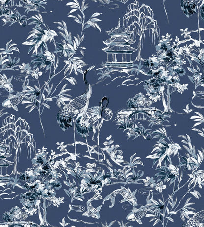 Ming Pagoda Wallpaper by Coordonne Navy
