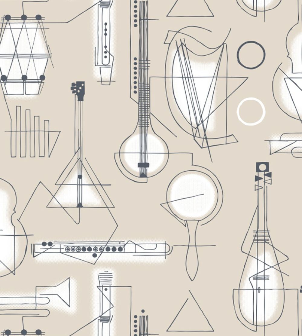 Concert Wallpaper by Mini Moderns Stone