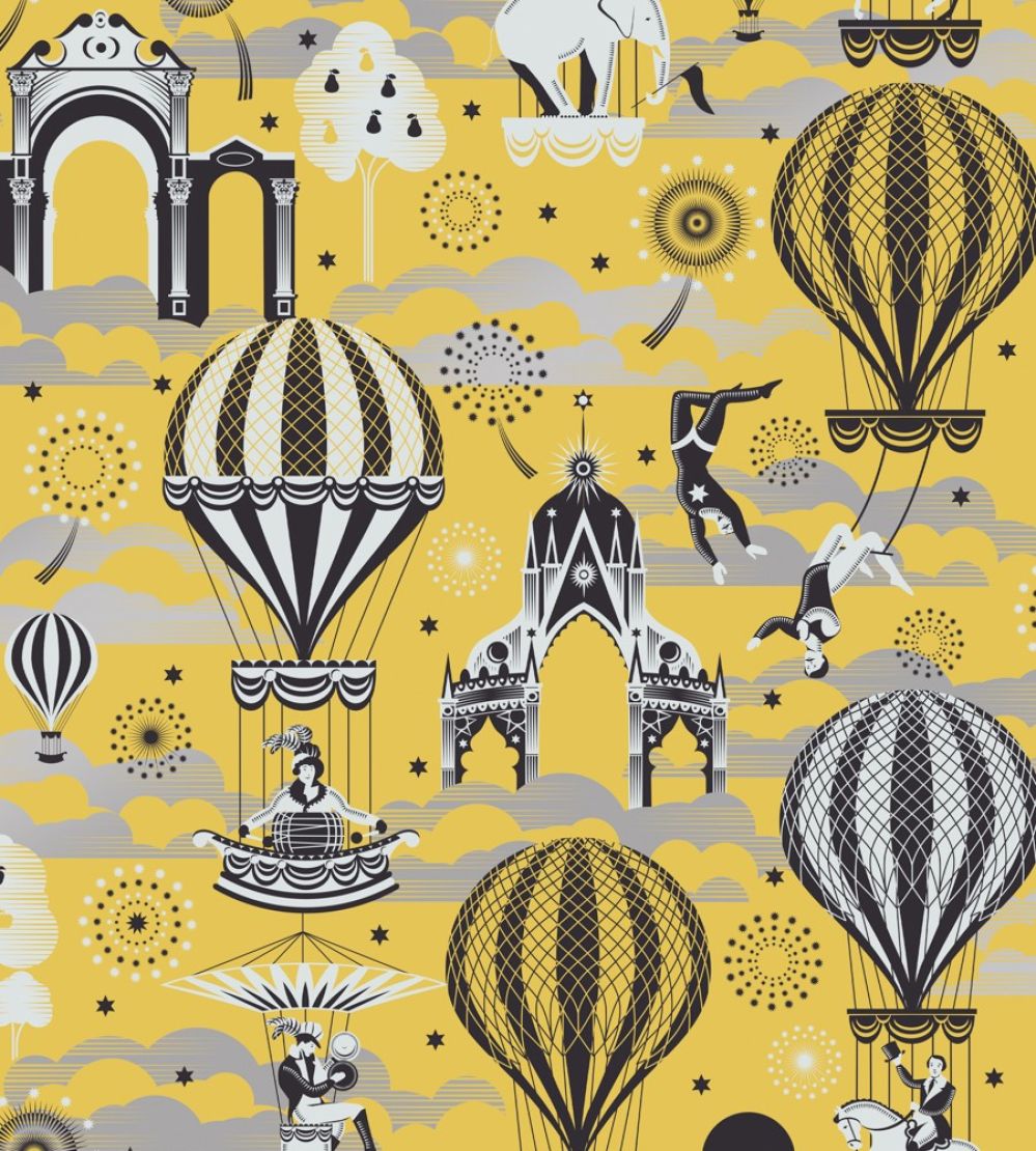 Pleasure Gardens Wallpaper by Mini Moderns Mustard & Silver