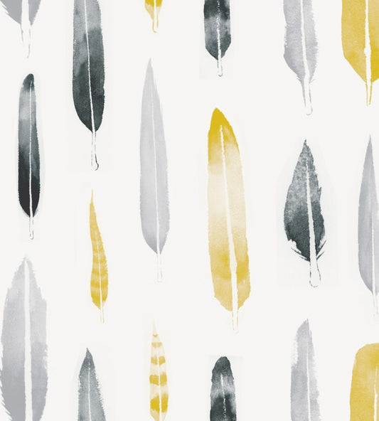 Feathers Wallpaper by Mini Moderns Mustard