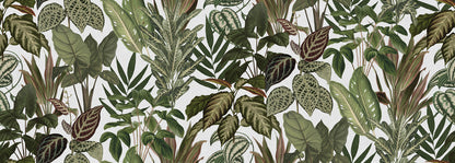 Mischievous Jungle White mural by Rebel Walls
