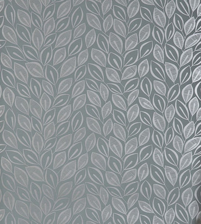 Leaves Wallpaper by MissPrint Graphite with Silver