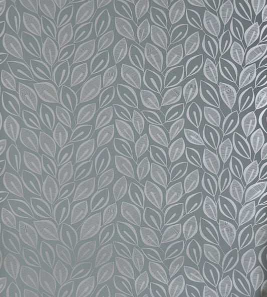 Leaves Wallpaper by MissPrint Graphite with Silver