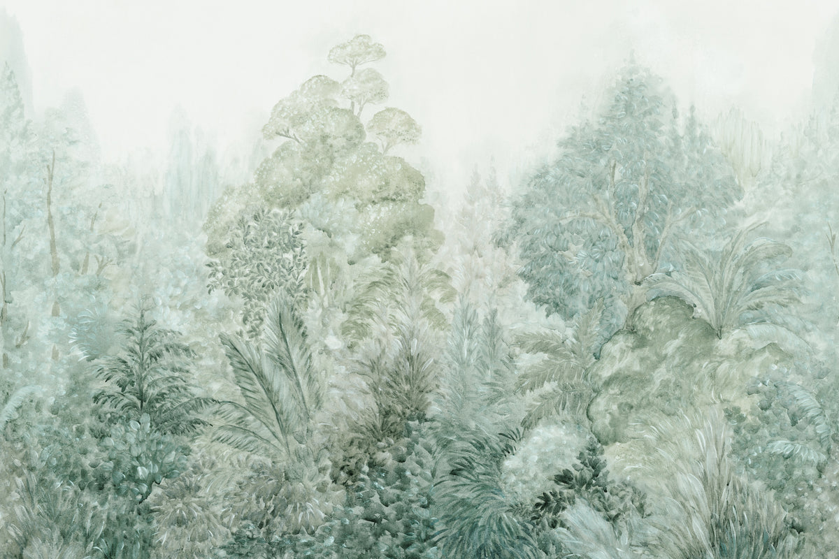 Misty Grove Teal mural by Hovia