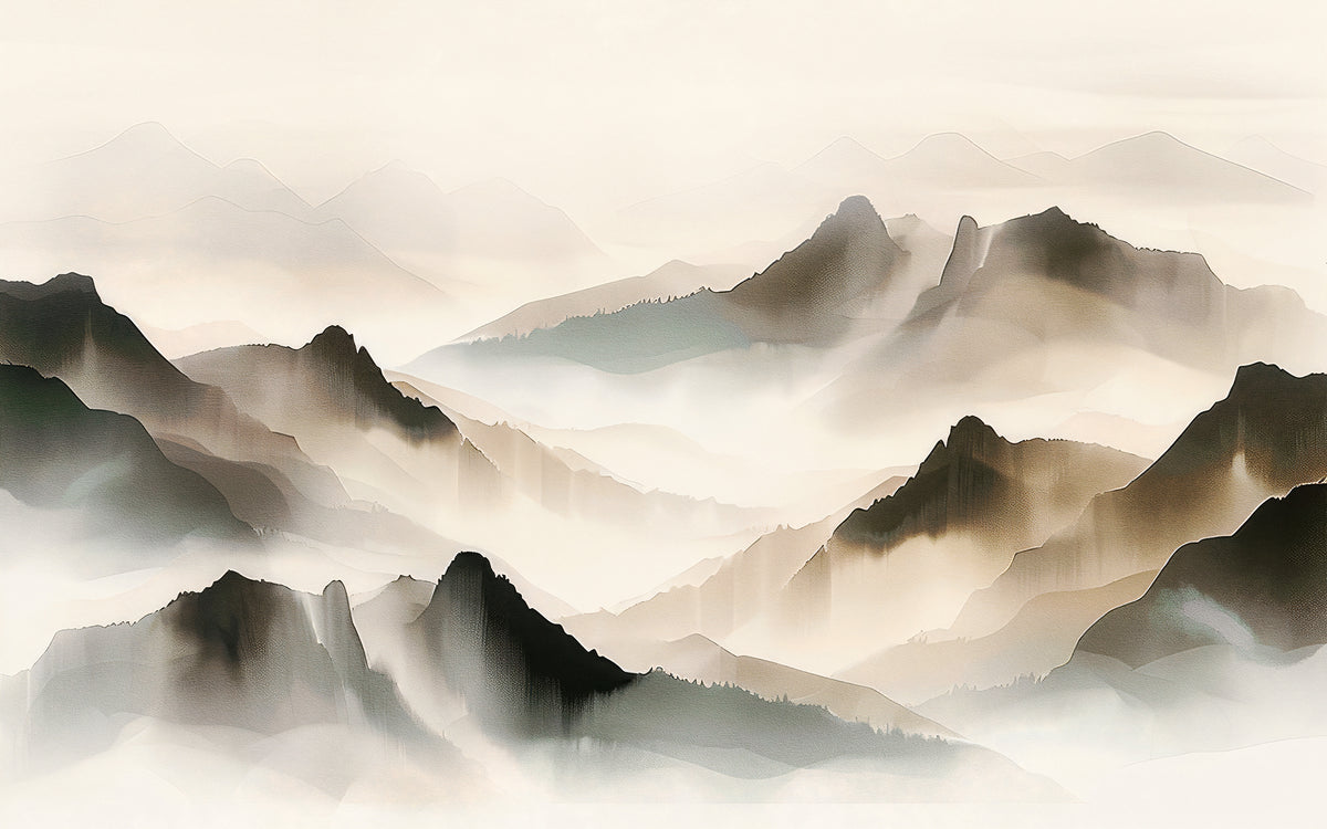 Misty Mountain Beige mural by Rebel Walls