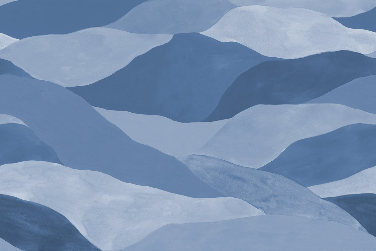 Misty Peaks Blue mural by Rebel Walls