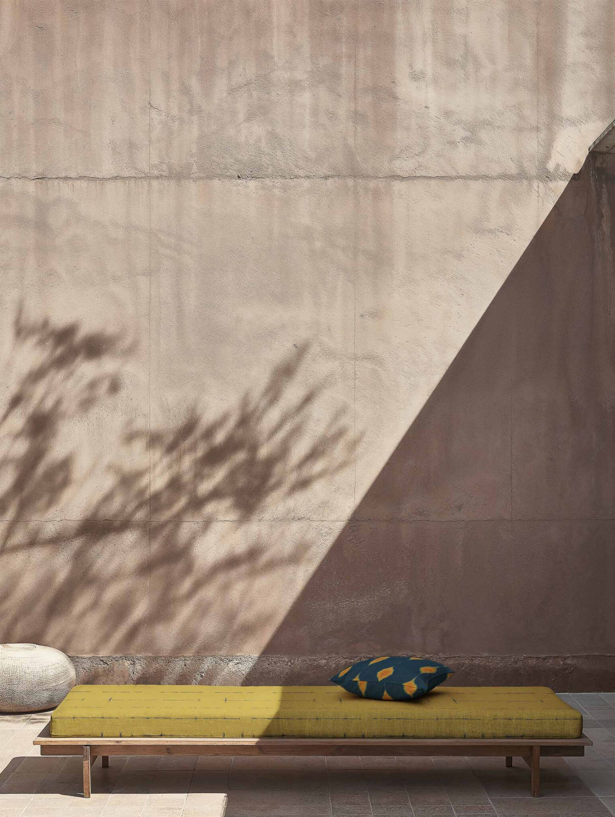 Miura fabric by Coordonné in Honey, shown in a styled room
