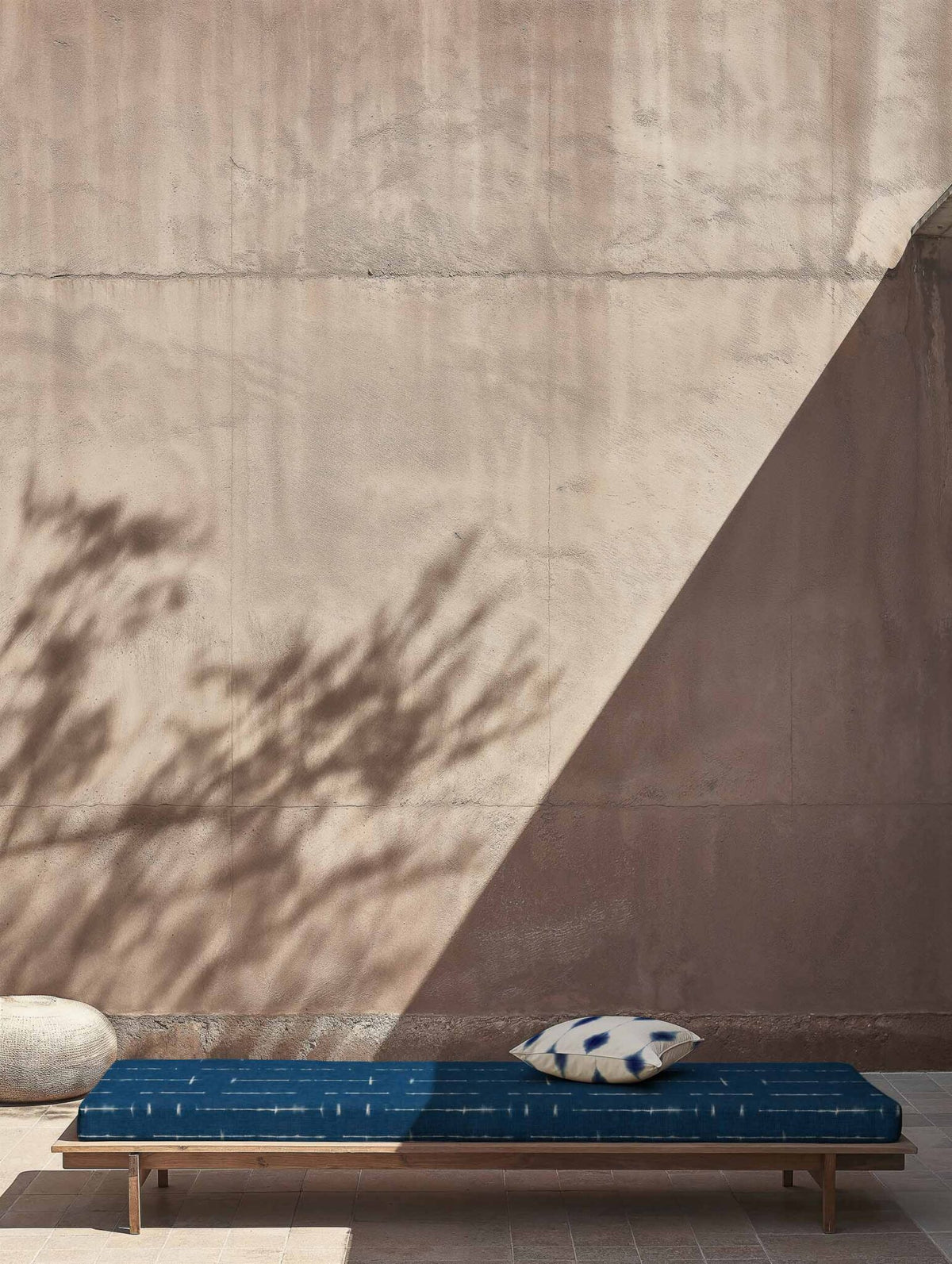 Miura fabric by Coordonné in Indigo, shown in a styled room