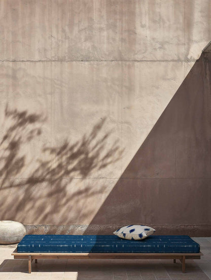 Miura fabric by Coordonné in Indigo, shown in a styled room