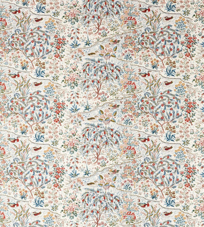 Moat Birds Fabric by Sanderson Blue Clay/Mallow