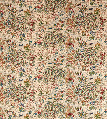 Moat Birds Fabric by Sanderson Damson/Cobalt