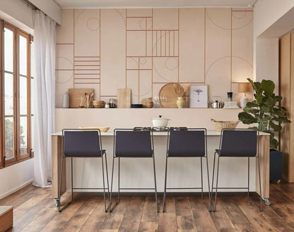 Modular mural by Coordonné in Peony, shown in a styled room