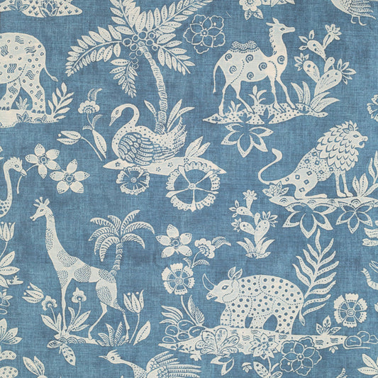 Mogambo Grasscloth Indigo wallpaper by Lisa Fine Textiles