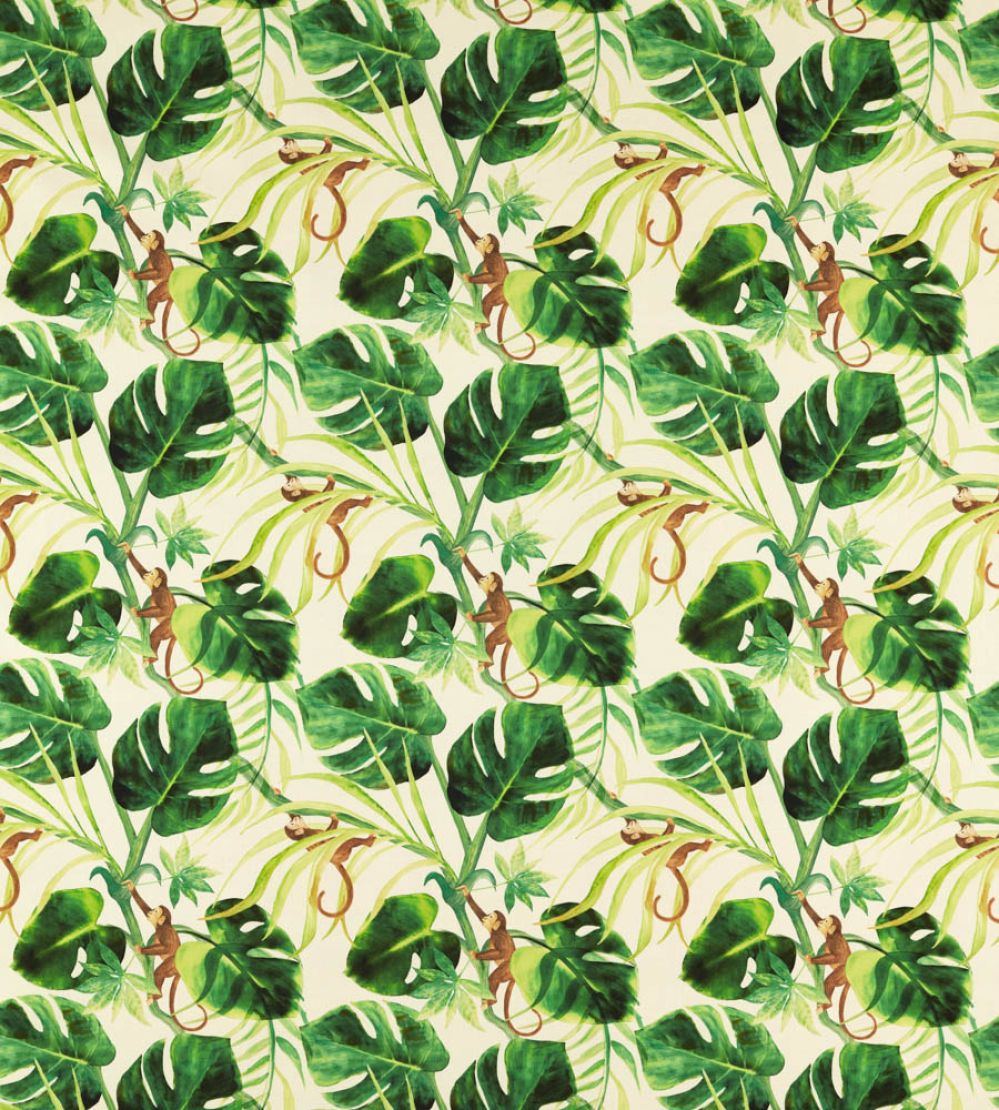 Monkey Business Outdoor Fabric by Clarke & Clarke Natural