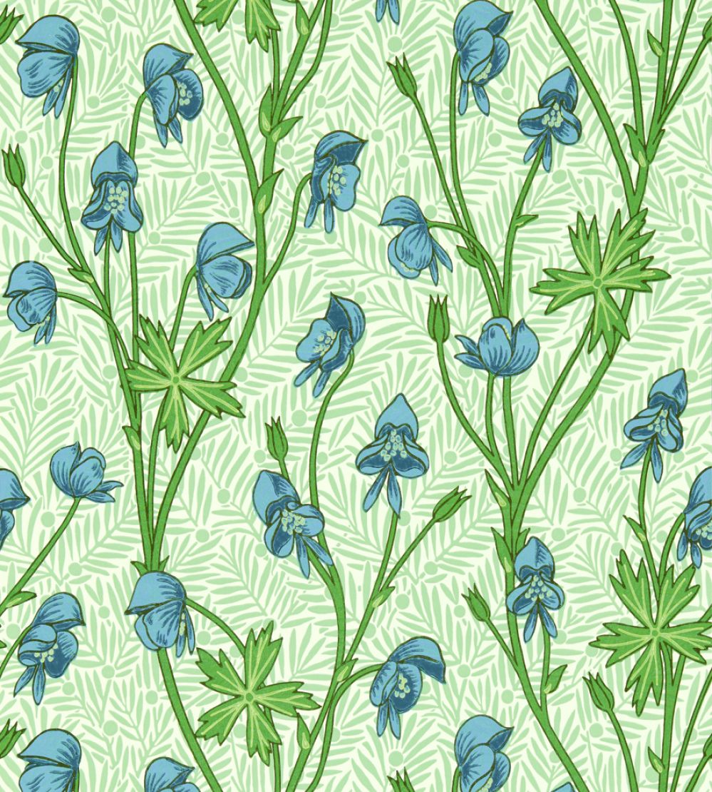 Monkshood Wallpaper by Morris & Co Cobalt/Goblin Green