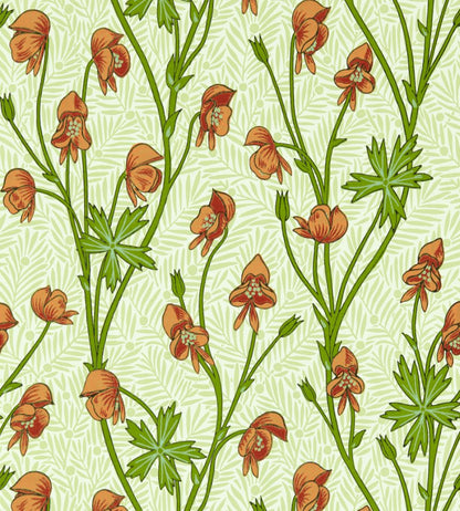 Monkshood Wallpaper by Morris & Co Tangerine/Sage