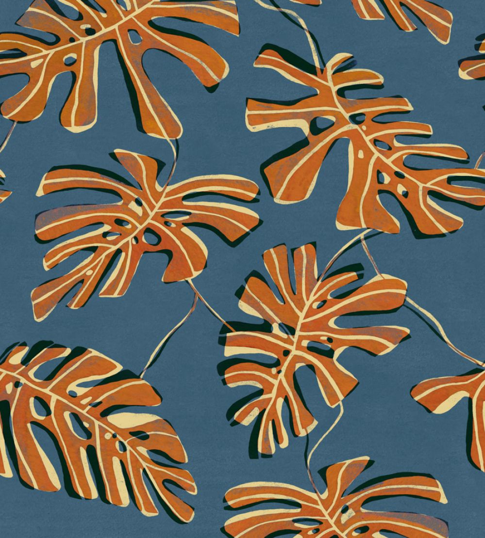 Monstera Wallpaper by Tres Tintas Indigo
