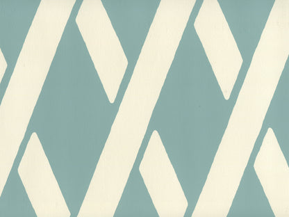 Montecito Bamboo Turquoise on Off White wallpaper by Cloth & Paper