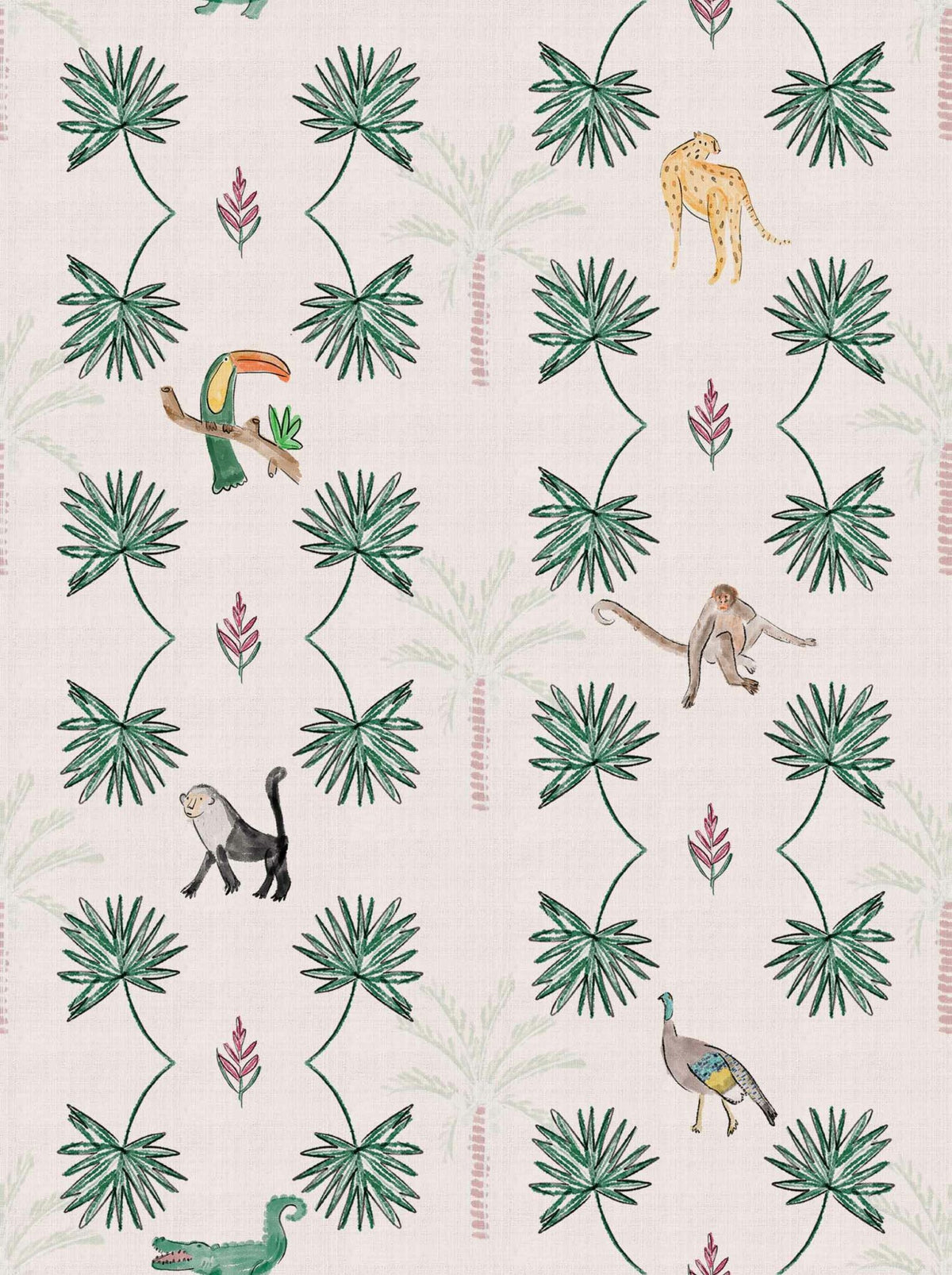 Monteverde wallpaper by Coordonné in Pink, flat pattern view