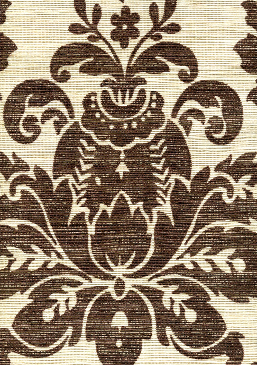 Monty on Grasscloth Brown on Cream Grasscloth wallpaper by Quadrille