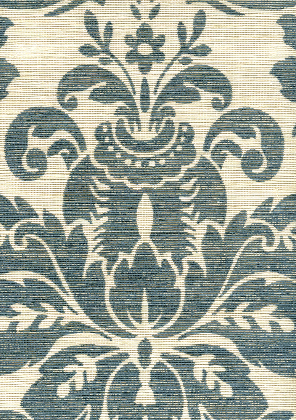 Monty on Grasscloth Slate-Blue on Cream Grasscloth wallpaper by Quadrille