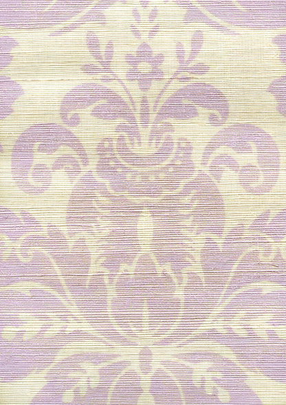 Monty on Grasscloth Lavender on Cream Grasscloth wallpaper by Quadrille