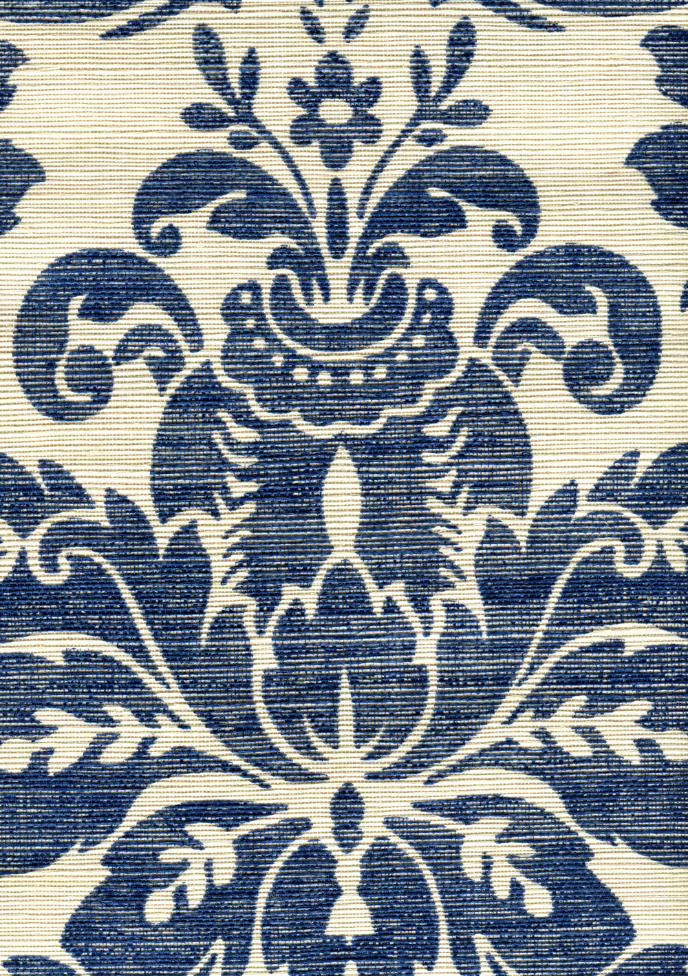 Monty on Grasscloth Navy on Cream Grasscloth wallpaper by Quadrille