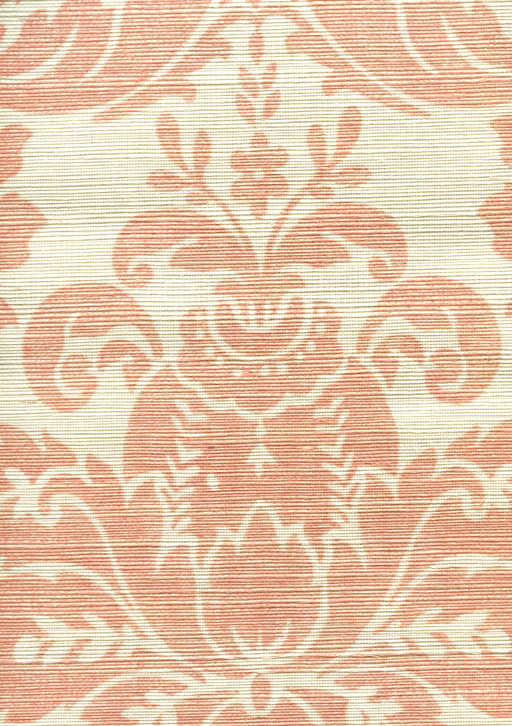 Monty on Grasscloth Pale Shrimp on Cream Grasscloth wallpaper by Quadrille