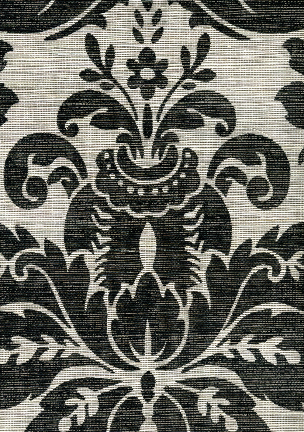 Monty on Grasscloth Black on Silver Grasscloth wallpaper by Quadrille