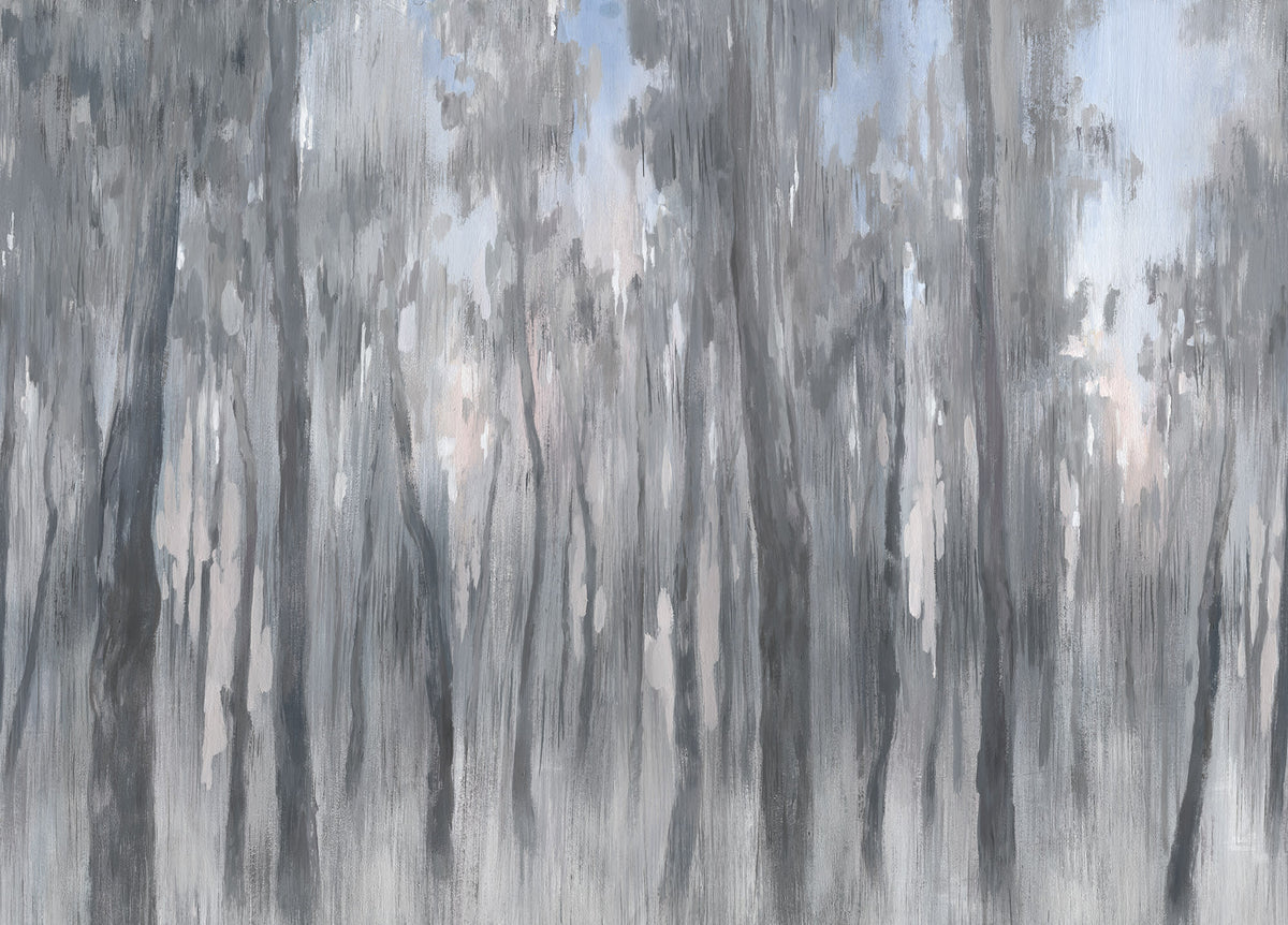 Morning Forest Gray mural by Rebel Walls