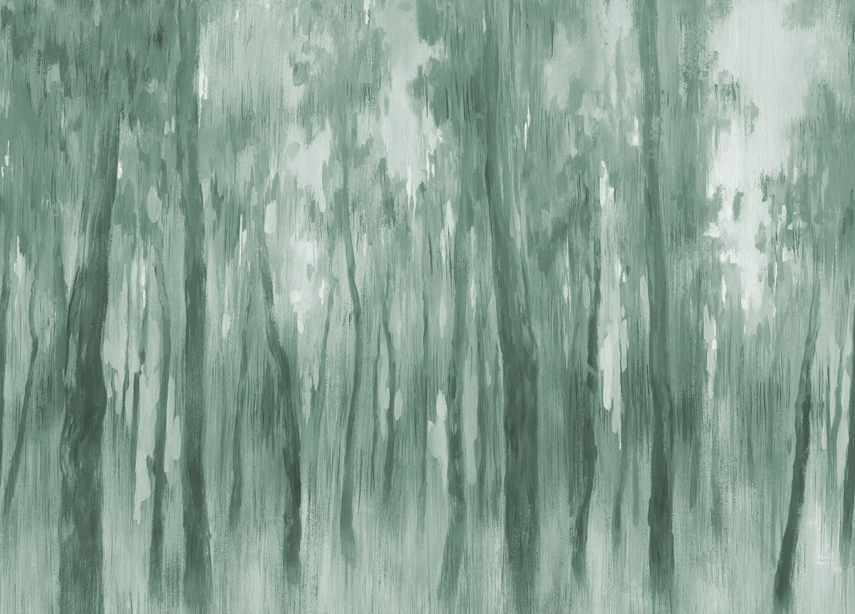 Morning Forest Green mural by Rebel Walls