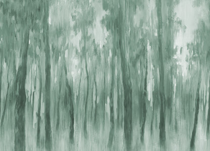 Morning Forest Green mural by Rebel Walls