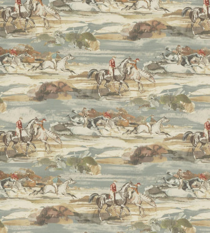 Morning Gallop Linen Fabric by Mulberry Home Blue/Sand