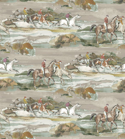 Morning Gallop Wallpaper by Mulberry Home Grey / Sand