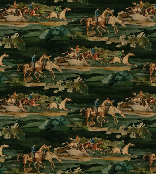 Morning Gallop Velvet Fabric by Mulberry Home Teal