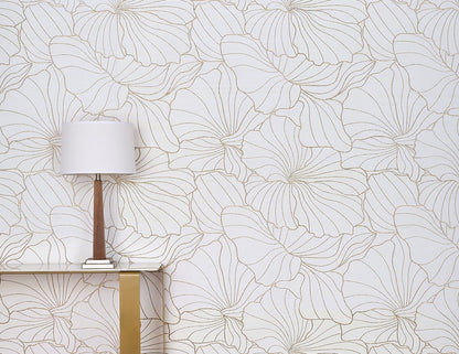 Morning Meadow Wallpaper by Phillip Jeffries in Blush Anne, shown installed in a room setting