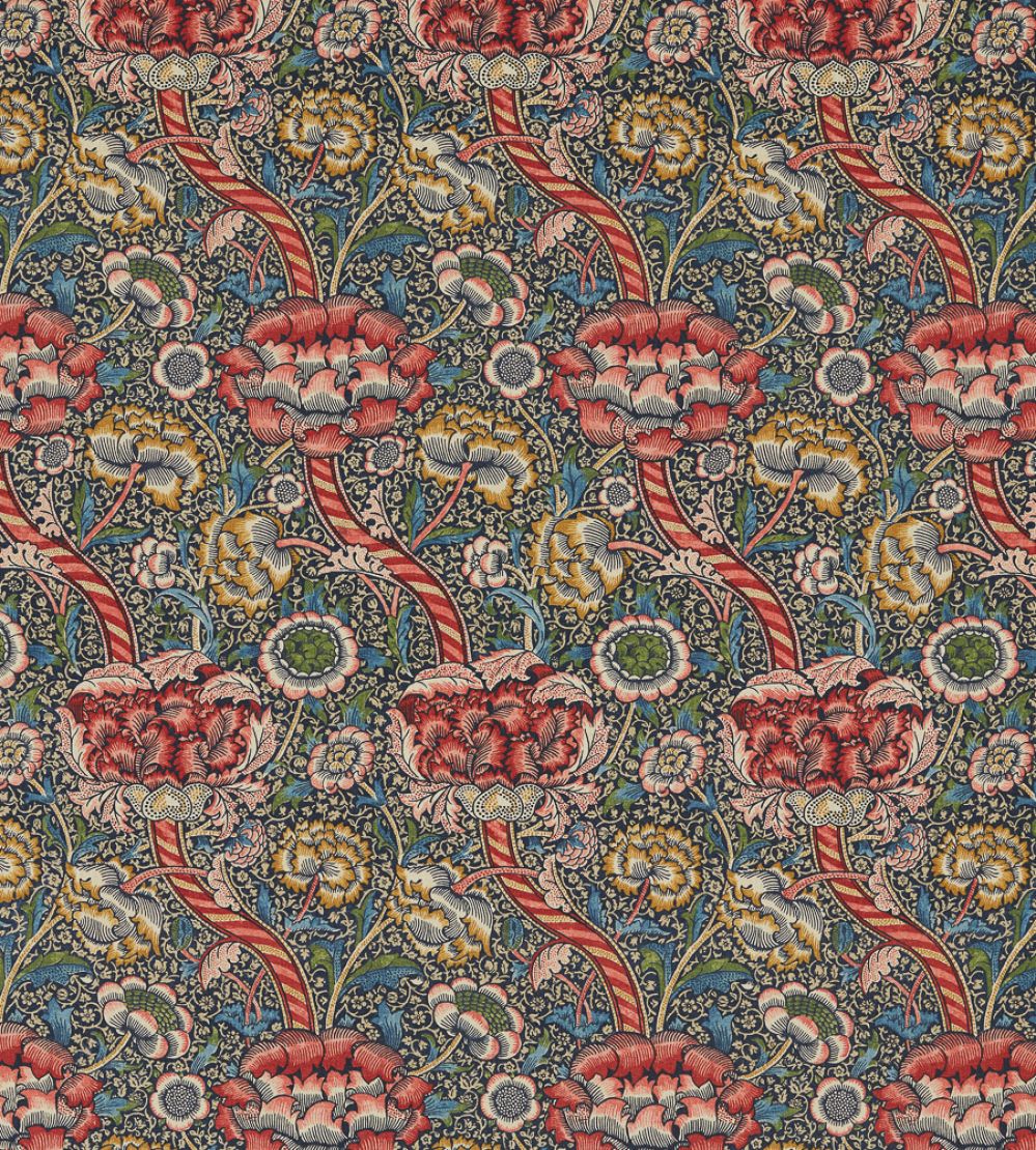 Wandle Fabric by Morris & Co Indigo/Carmine