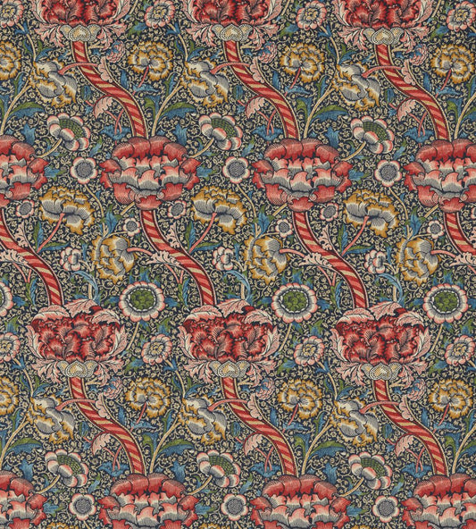 Wandle Fabric by Morris & Co Indigo/Carmine