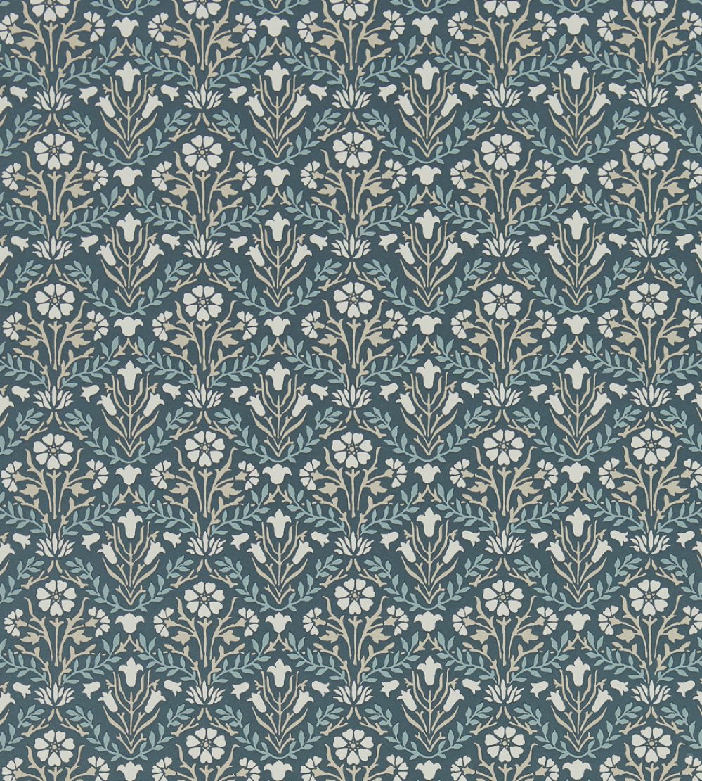 Morris Bellflowers Wallpaper by Morris & Co Indigo/Linen