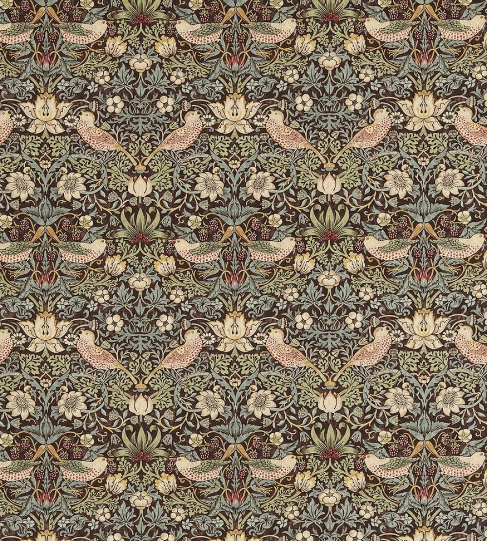 Strawberry Thief Fabric by Morris & co Chocolate/Slate