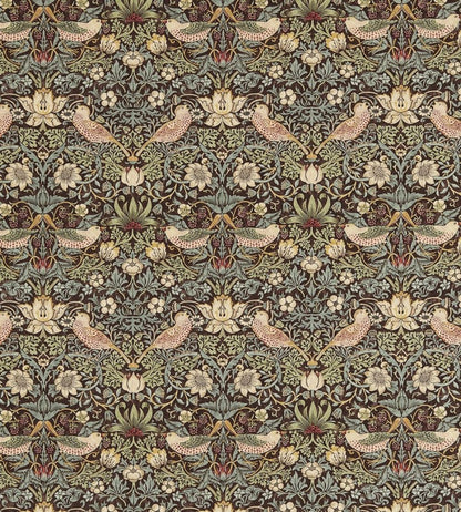 Strawberry Thief Fabric by Morris & co Chocolate/Slate