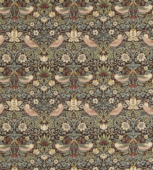 Strawberry Thief Fabric by Morris & co Chocolate/Slate