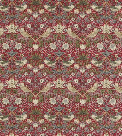 Strawberry Thief Fabric by Morris & co Crimson/Slate