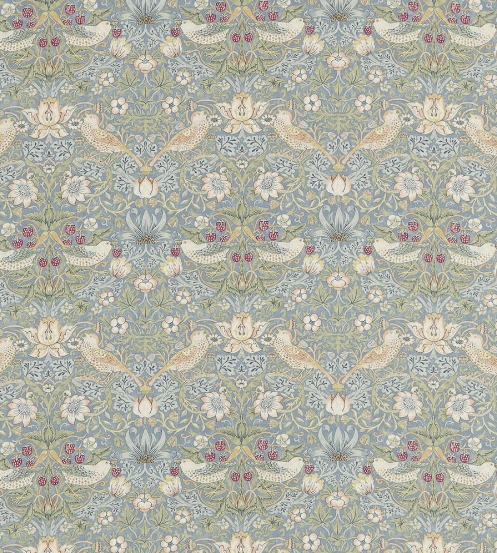 Strawberry Thief Fabric by Morris & co Slate/Vellum