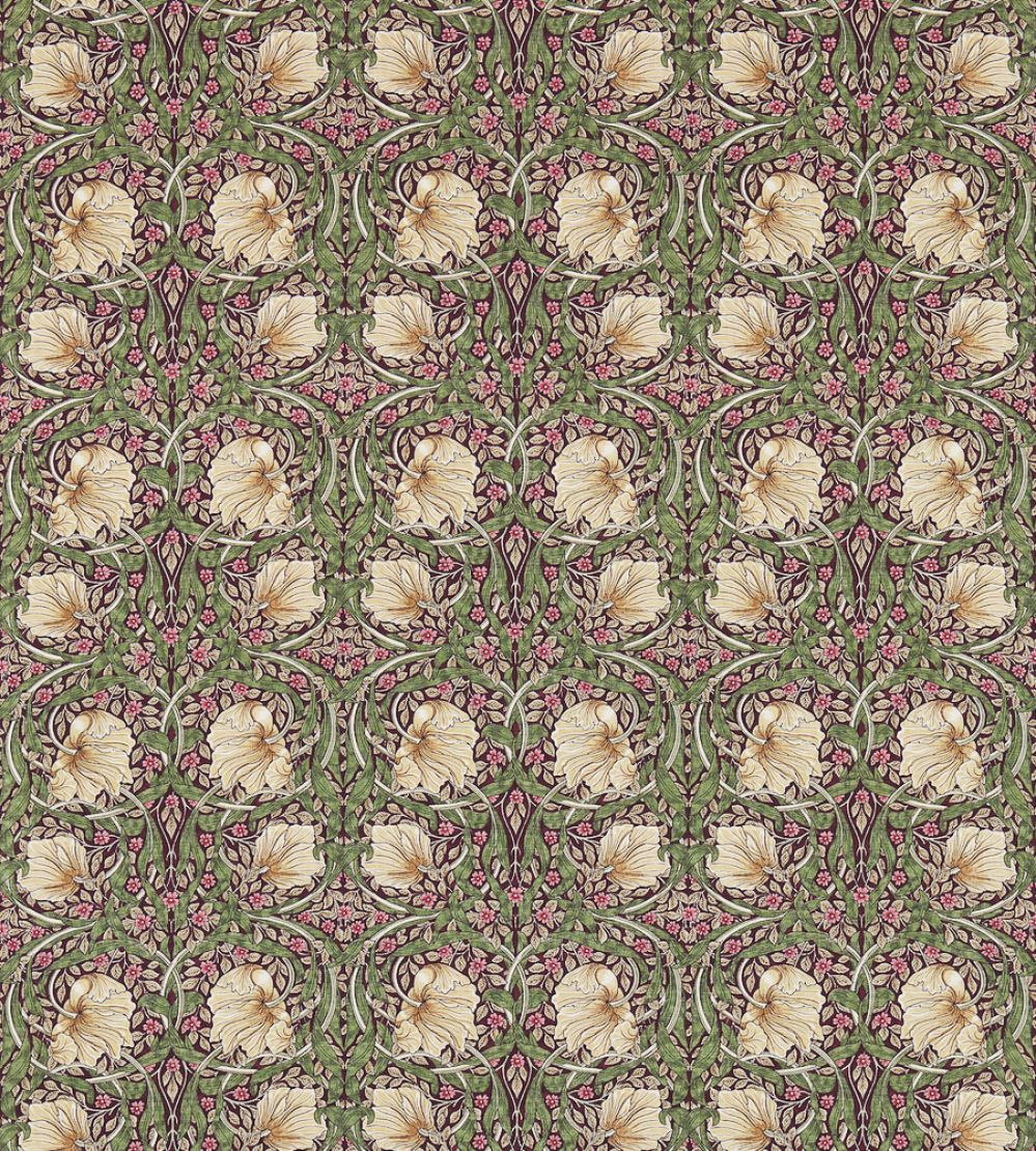 Pimpernel Fabric by Morris & Co Aubergine/Olive