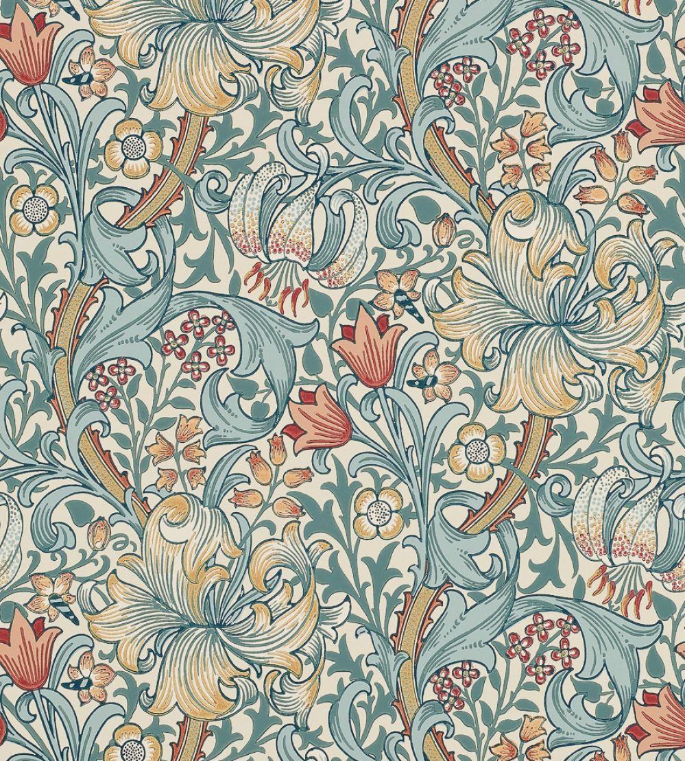 Golden Lily Wallpaper by Morris & Co Slate/Manilla
